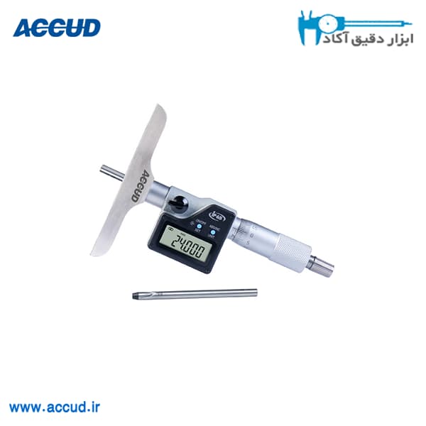 میکرومتر عمق سنج دیجیتال 300-0 میلیمتر دقت0.001 Accud (اکود با گارانتی شرکتی) مدل 395-012-01