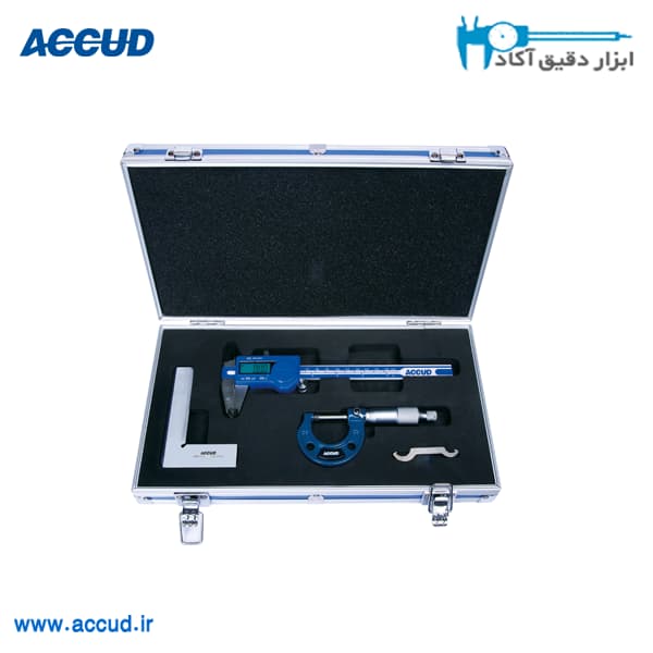 ست 3 عددی میکرومتر ، گونیا و کولیس دیجیتال Accud (اکود با گارانتی شرکتی) مدل 280-000-13