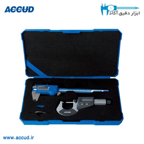 ست 2 عددی میکرومتر دیجیتال و کولیس دیجیتال Accud (اکود با گارانتی شرکتی) مدل 280-123-02
