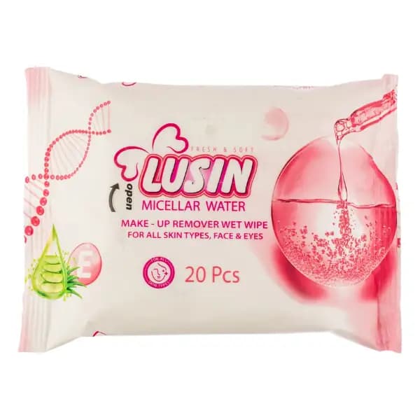 دستمال مرطوب پاک کننده صورت لوسین بسته 20 عددی
