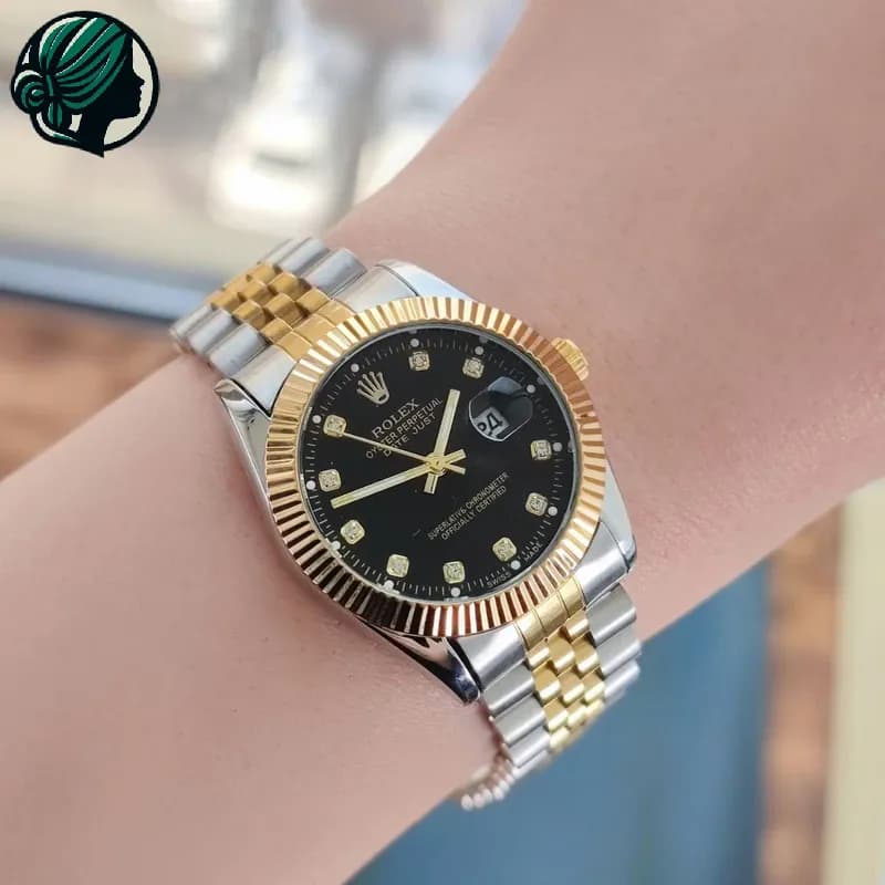 ساعت رولکس دیت جاست زنانه صفحه مشکی 2649 — تصویر ۲