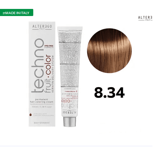 رنگ مو آلترگو (تکنو کالر) بلوند مسی طلایی روشن (8.34) Light Blonde Golden Copper Alterego (Techno Color)