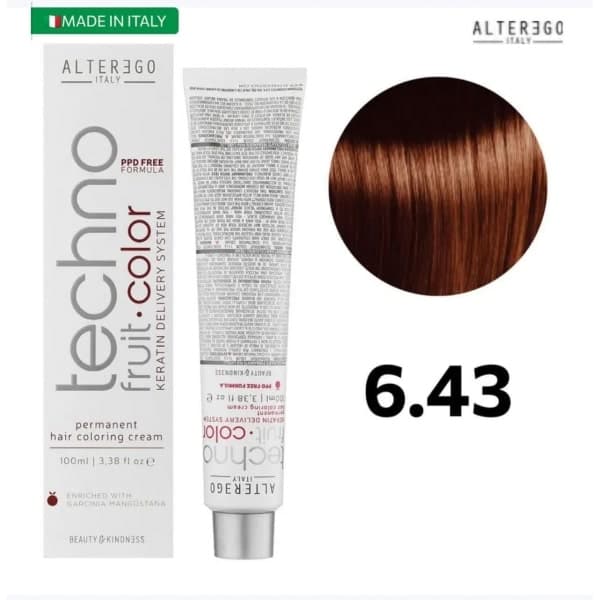 رنگ مو آلترگو (تکنو کالر) بلوند مسی طلایی تیره (6.43) (Dark Copper Golden Blonde Alterego (Techno Color