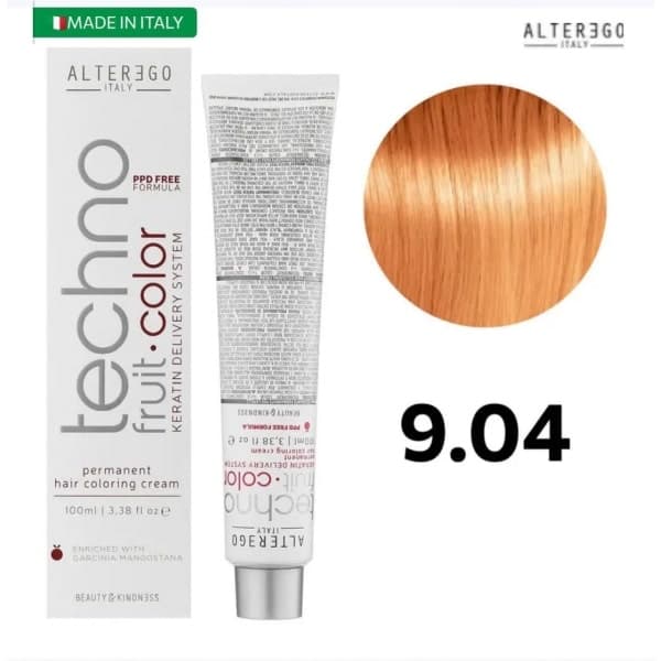 رنگ مو آلترگو (تکنو کالر) بلوند مسی طبیعی خیلی روشن (9.04) Very Light Natural Copper Blonde Alterego (Techno Color)