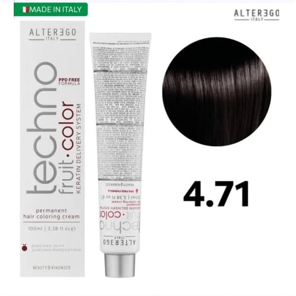 رنگ مو آلترگو (تکنو کالر) قهوه ای دودی (4.71) Ash Brown Alterego (Techno Color)