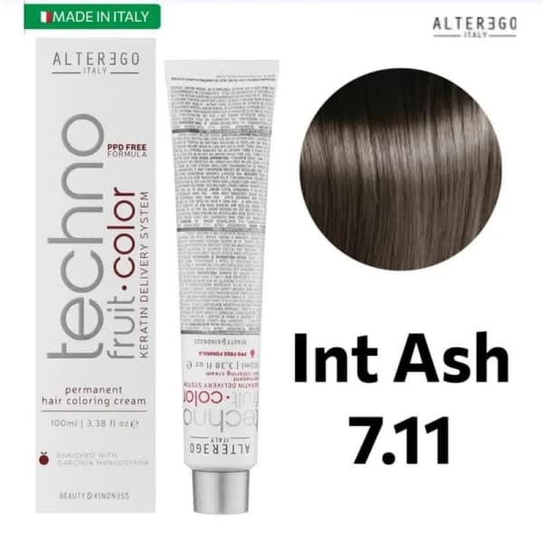 رنگ مو آلترگو (تکنو فروت کالر) بلوند خاکستری شدید (7.11) Intense Blonde Ash Alterego (Techno Fruit Color)