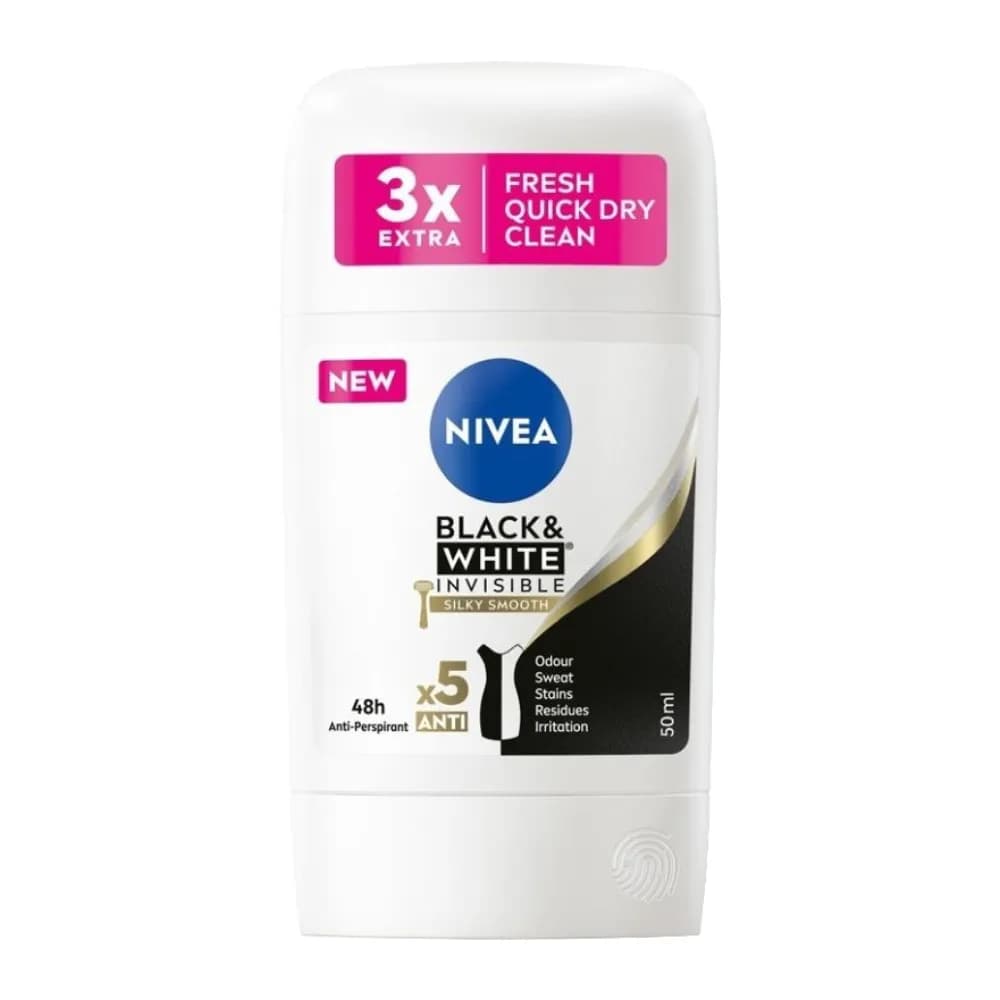 استيك ضد تعريق زنانه نيوآ Nivea Black And White Silky Smooth حجم 50 ميل — تصویر ۲