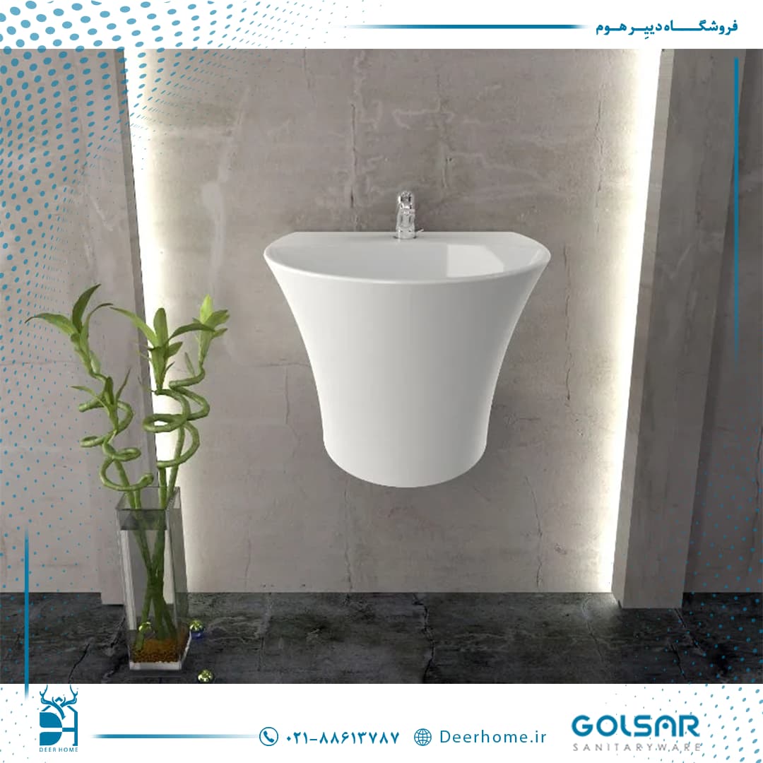 روشویی نیم پایه گلسار مدل رومنس — تصویر ۲