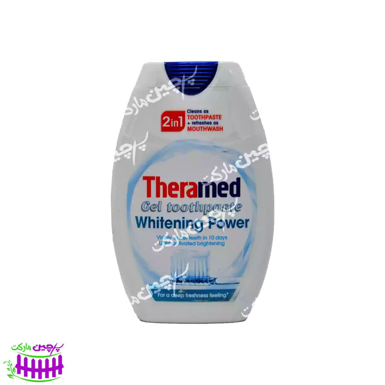 خمیر دندان ژلی سفید کننده با دهانشویه ( 2 در 1 ) 100 میل ترامد – theramed