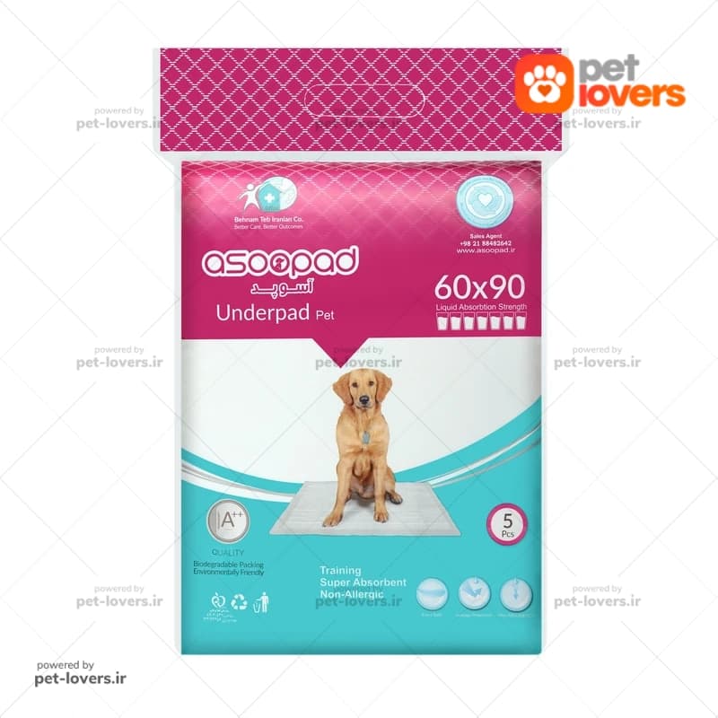 زیرانداز بهداشتی حیوانات آسوپد سایز 90*60 بسته 5 عددی