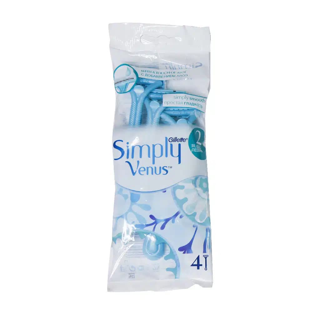 خودتراش دو تیغه ژیلت مدل Simply Venus آبی | 4 عددی
