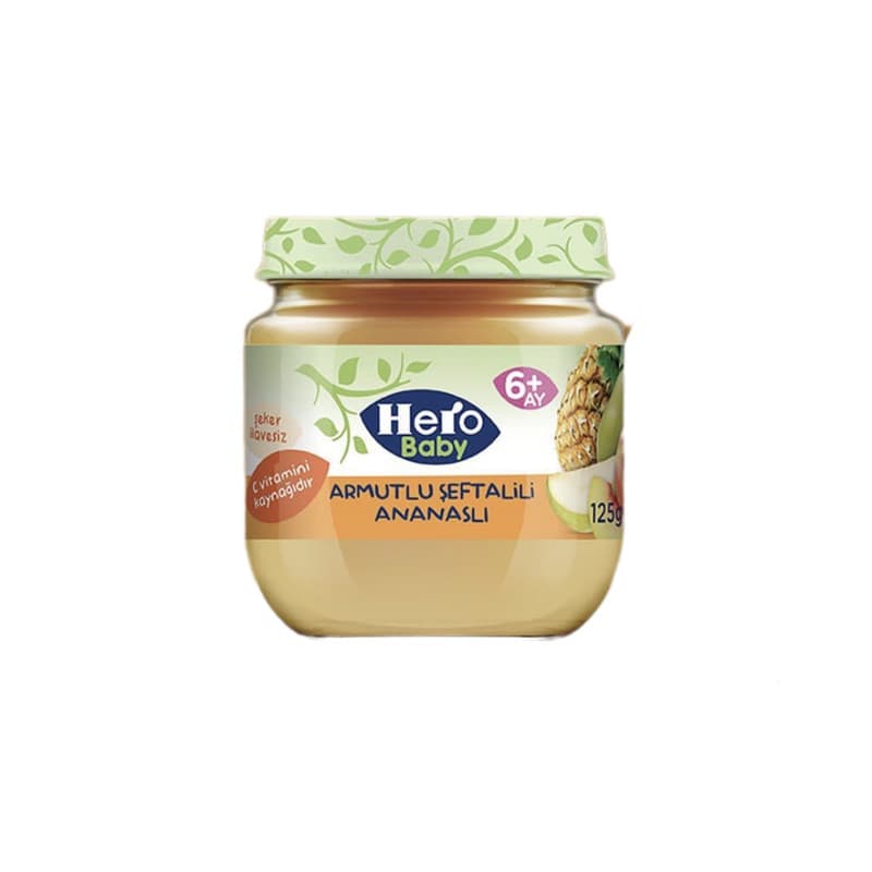 پوره میوه با طعم آناناس هلو گلابی هرو بیبی – 120 گرم