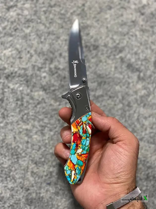 چاقو برونینگ با طرح سنگ روی دسته