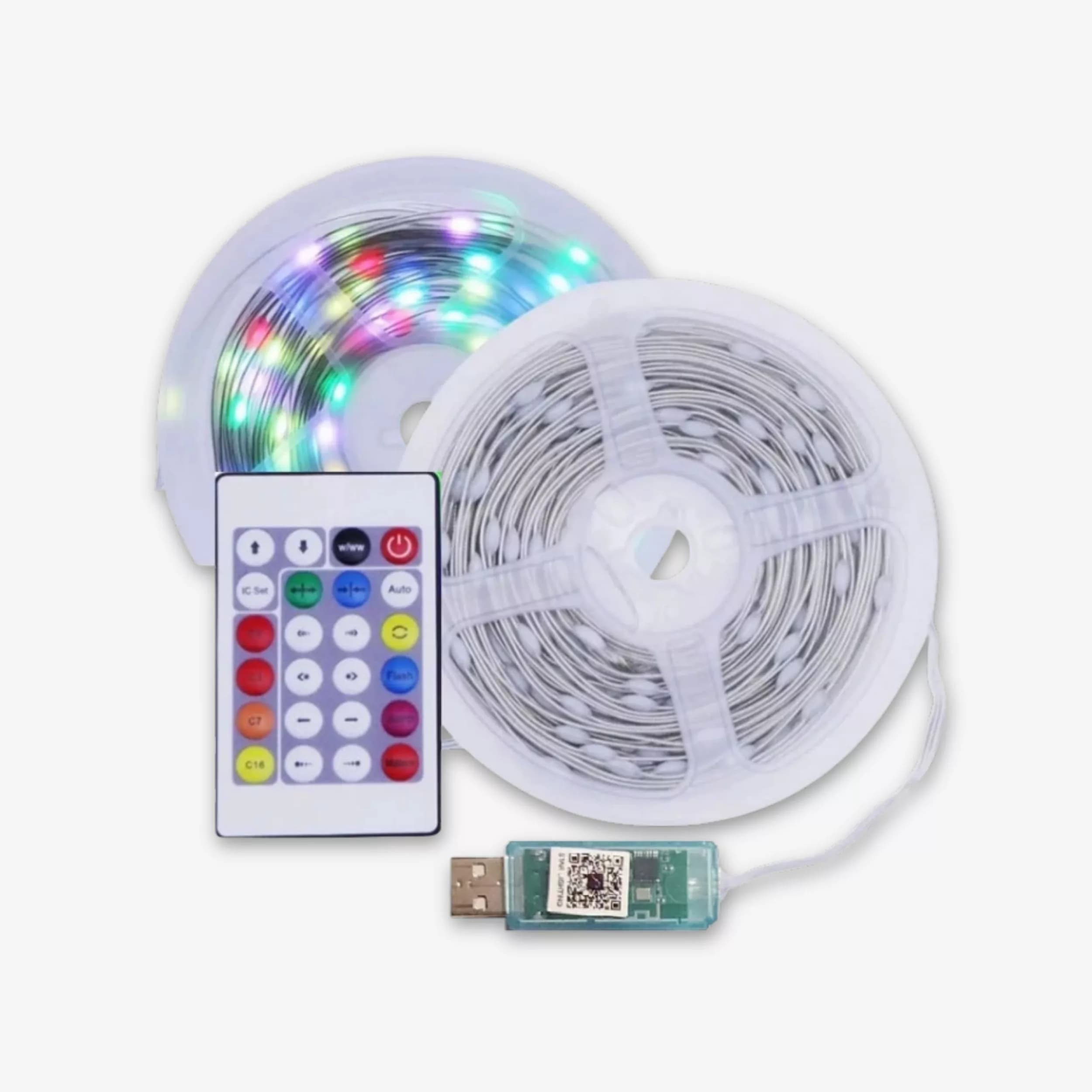 ریسه ال ای دی مدل فول کالر هوشمند بلوتوثی کد RGB IC usb 5v طول 10 متر — تصویر ۸
