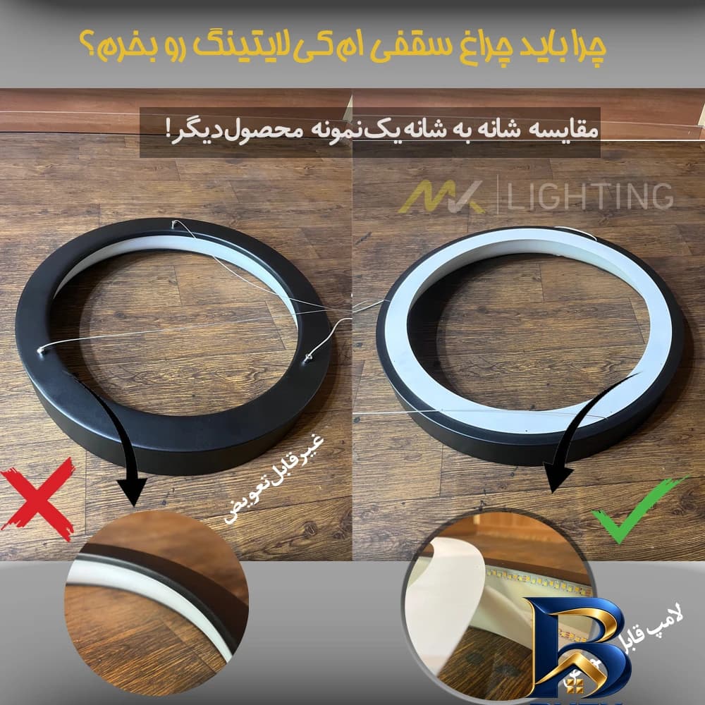 لوستر سقفی ام کی ای لایتینگ مدل مدرن کد Ringo40-S — تصویر ۳