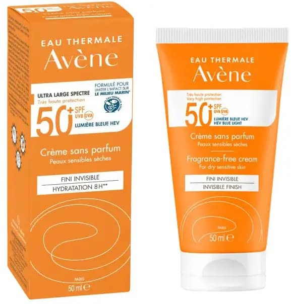 کرم ضد آفتاب اون اینویزیبل فینیش بی رنگ مناسب پوست خشک و حساس 50 میل Avene Invisible Finish Sun Cream