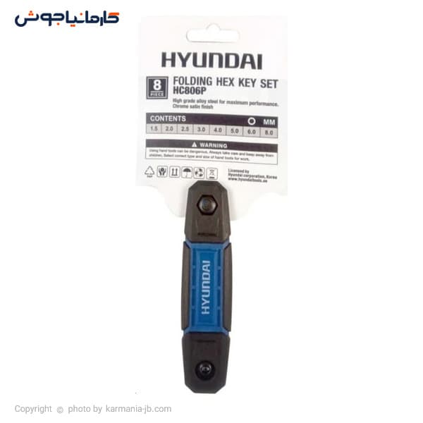 آچار آلن شش گوش چاقویی 8 عددی هیوندای مدل HC806P — تصویر ۴