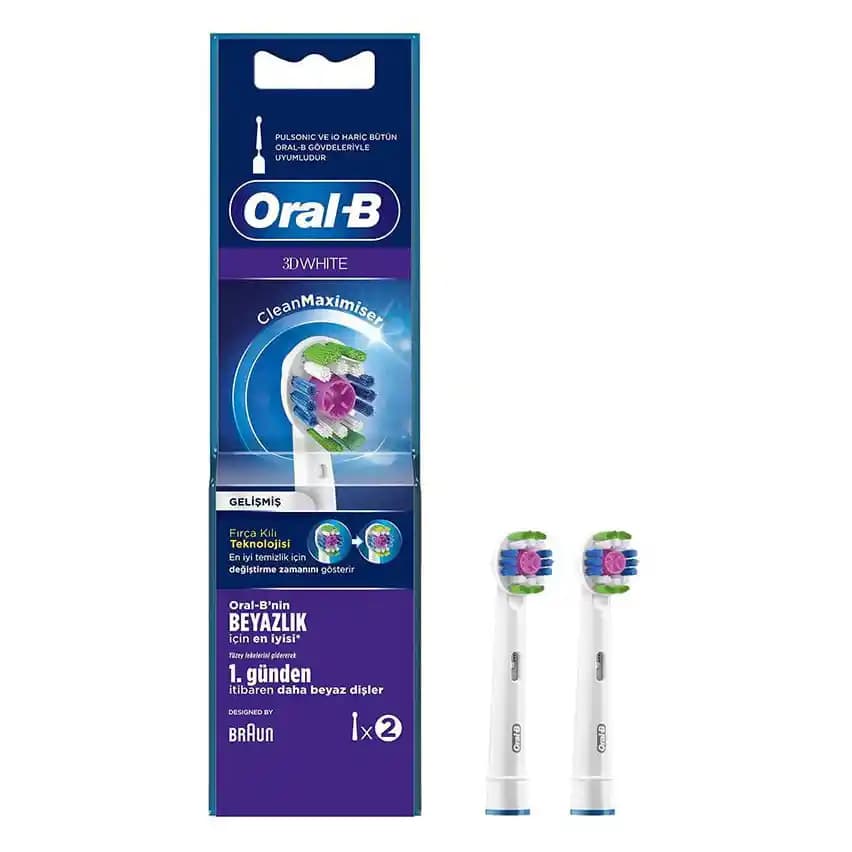 سری یدک مسواک برقی اورال بی Clean Maximiser مدل ۳D White بسته ۲ عددی Oral-b 3D White CleanMaximizer