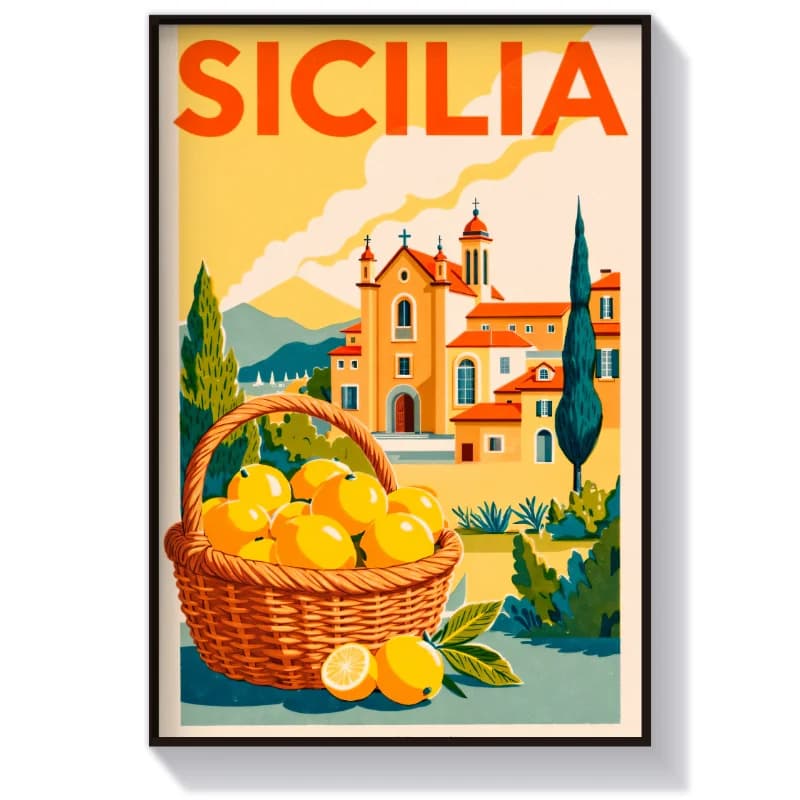 تابلو و پوستر گرافیکی جزیره Sicilia