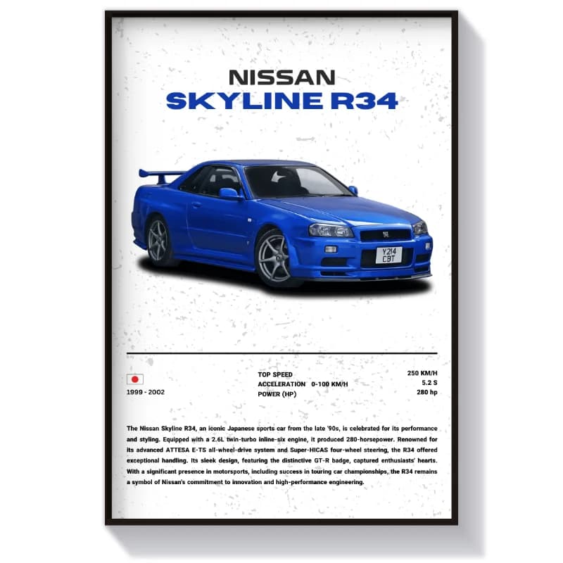 تابلو و پوستر طرح نیسان Skyline R34