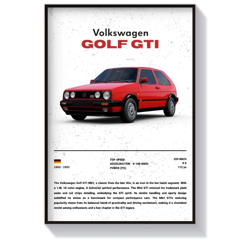 تابلو و پوستر طرح فولکس واگن گلف GTI