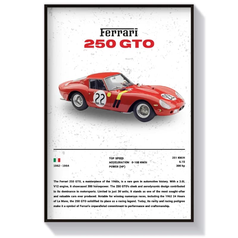 تابلو و پوستر طرح فراری 250GTO