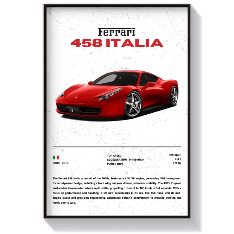 تابلو و پوستر طرح فراری 458Italy