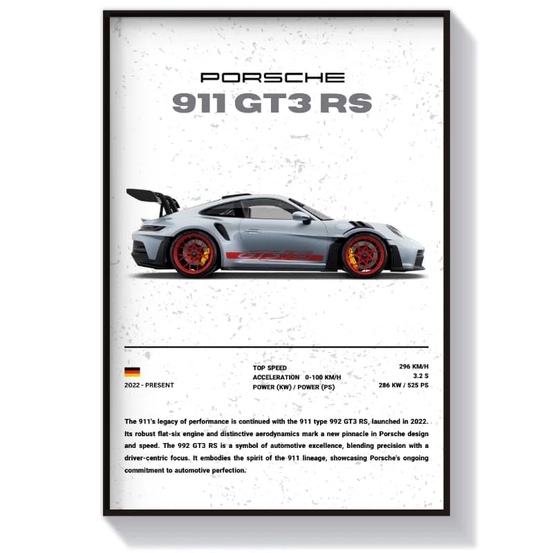 تابلو و پوستر طرح پورشه 911GT Rs