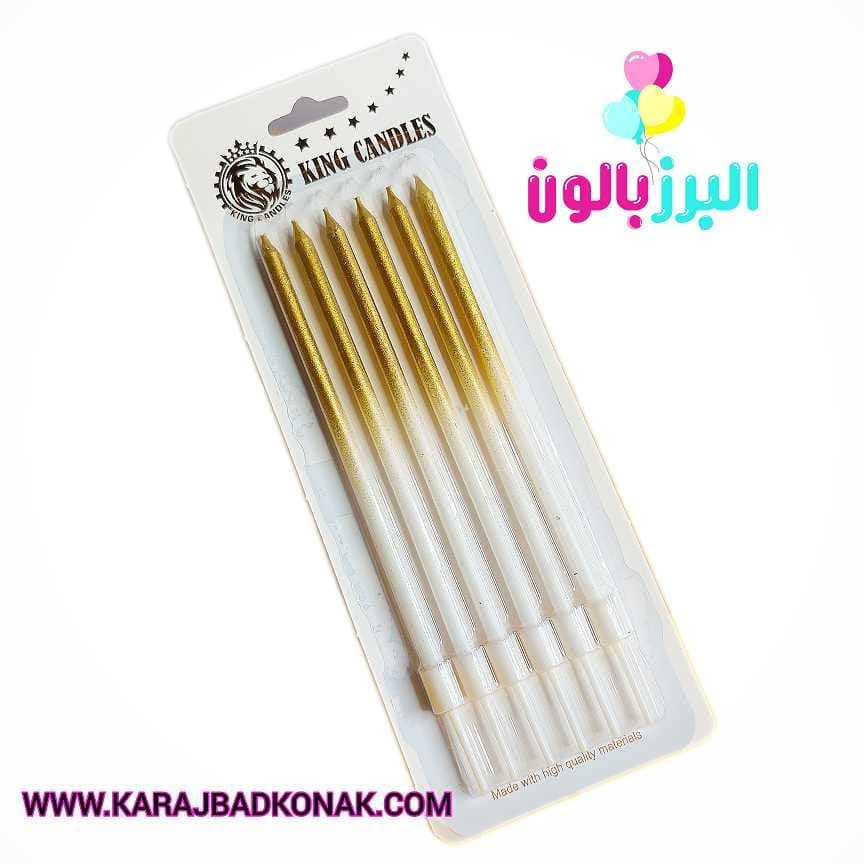 شمع مدادی سایه روشن رنگ طلایی 6 عددی
