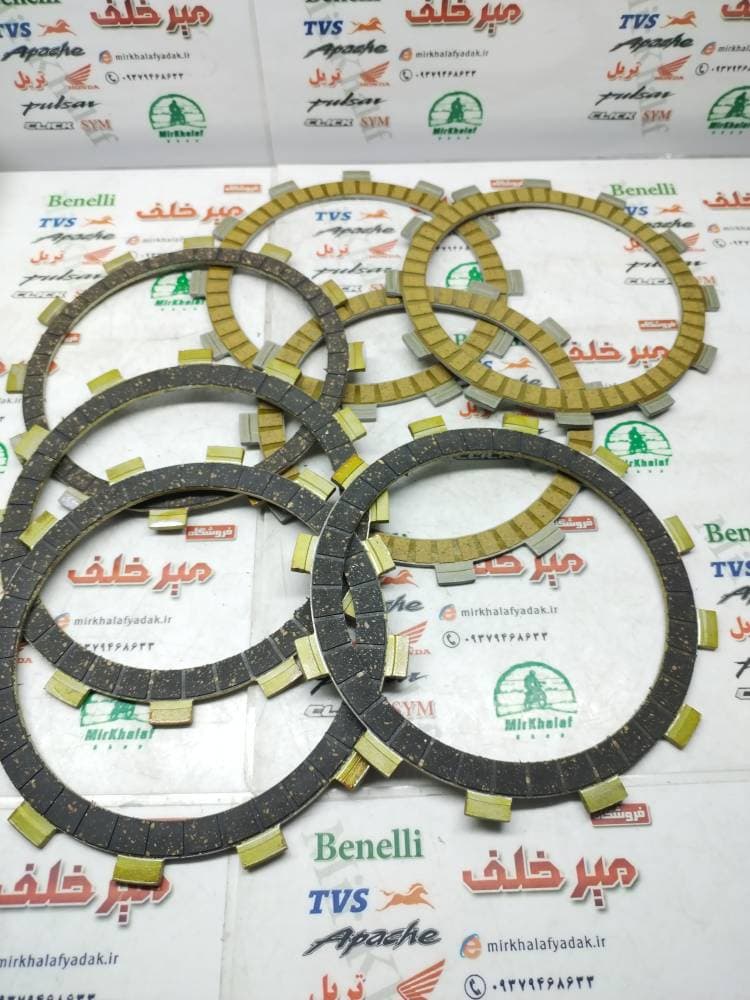 صفحه کلاچ موتور بنلی 300 دوسیلندر قدیم و جدید نیوفیس و ریس اصلی (7 عددی)