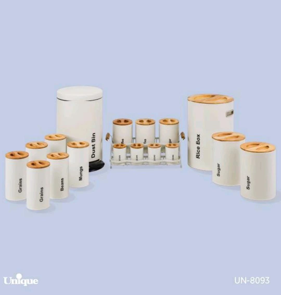 سرویس آشپزخانه 18 پارچه نباتی سنباده ای درب چوبی یونیک کد UN-8093 — تصویر ۲