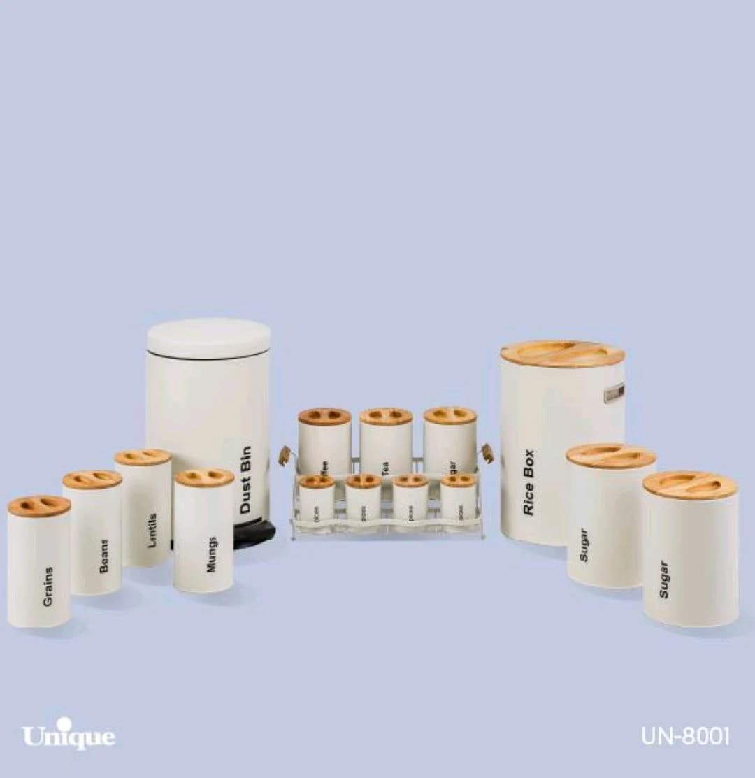 سرویس آشپزخانه 16 پارچه نباتی سنباده ای درب چوبی یونیک کد UN-8001 — تصویر ۲