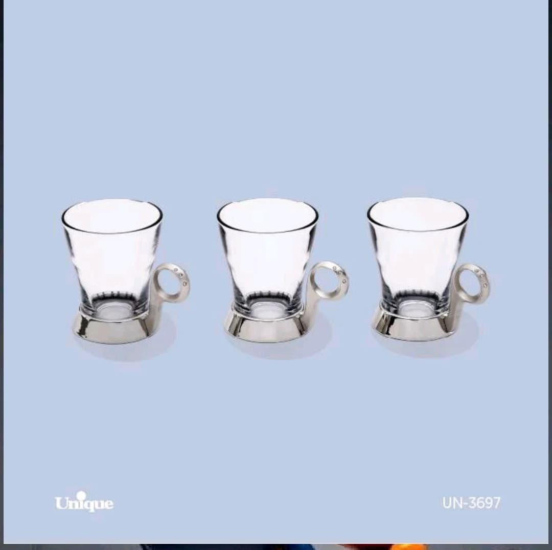 ست چایخوری نگین دار نقره ای یونیک کد UN-3697 — تصویر ۲