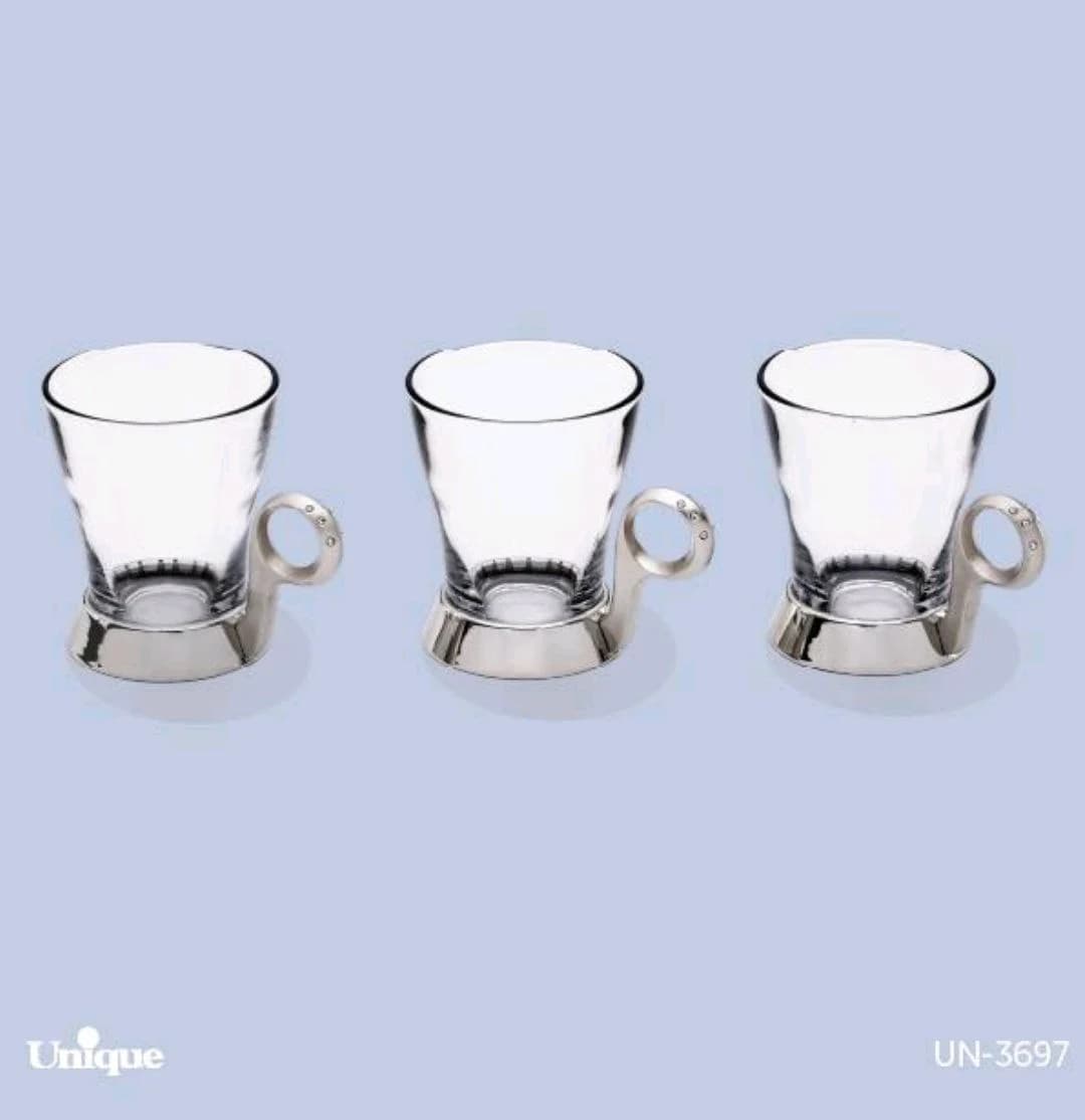ست چایخوری نگین دار نقره ای یونیک کد UN-3697 — تصویر ۳