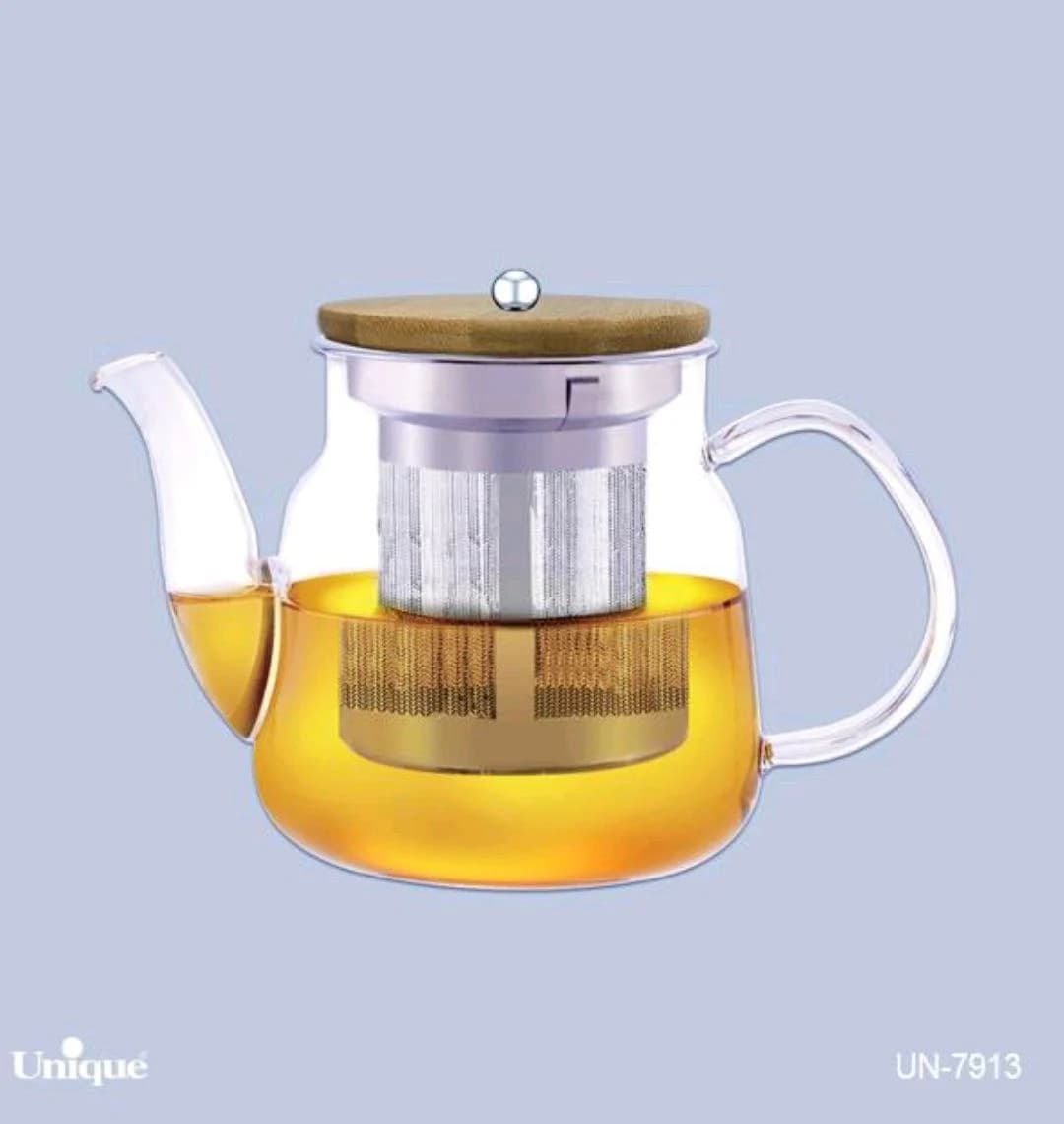 قوری پیرکس 800 ML ضخامت 3میل درب بامبویونیک کد UN-7913A