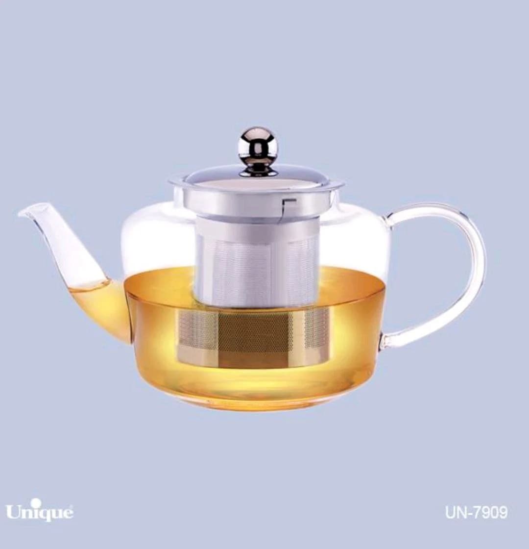 قوری پیرکس 850میل ضخامت 3میل درب استیل یونیک کد UN-7909A
