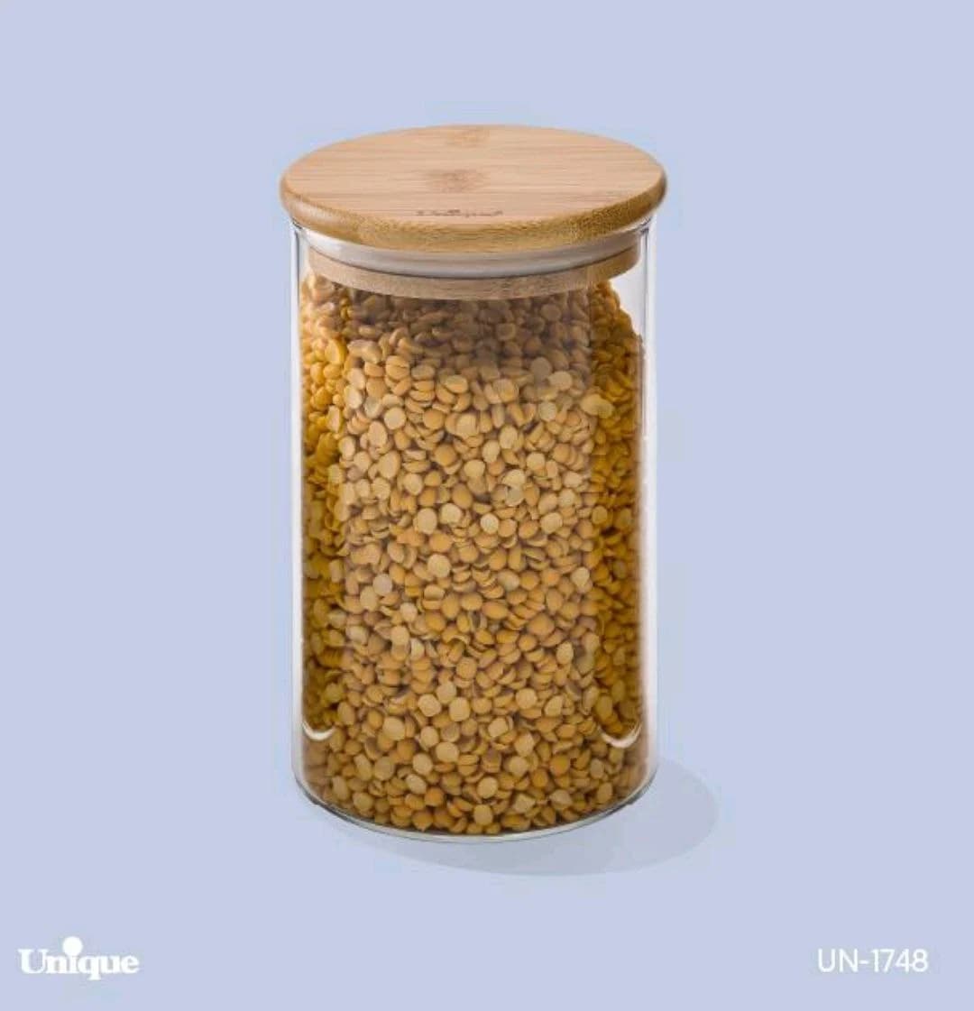 بانکه شیشه ای درب چوبی گرد 15سانت یونیک کد UN-1748