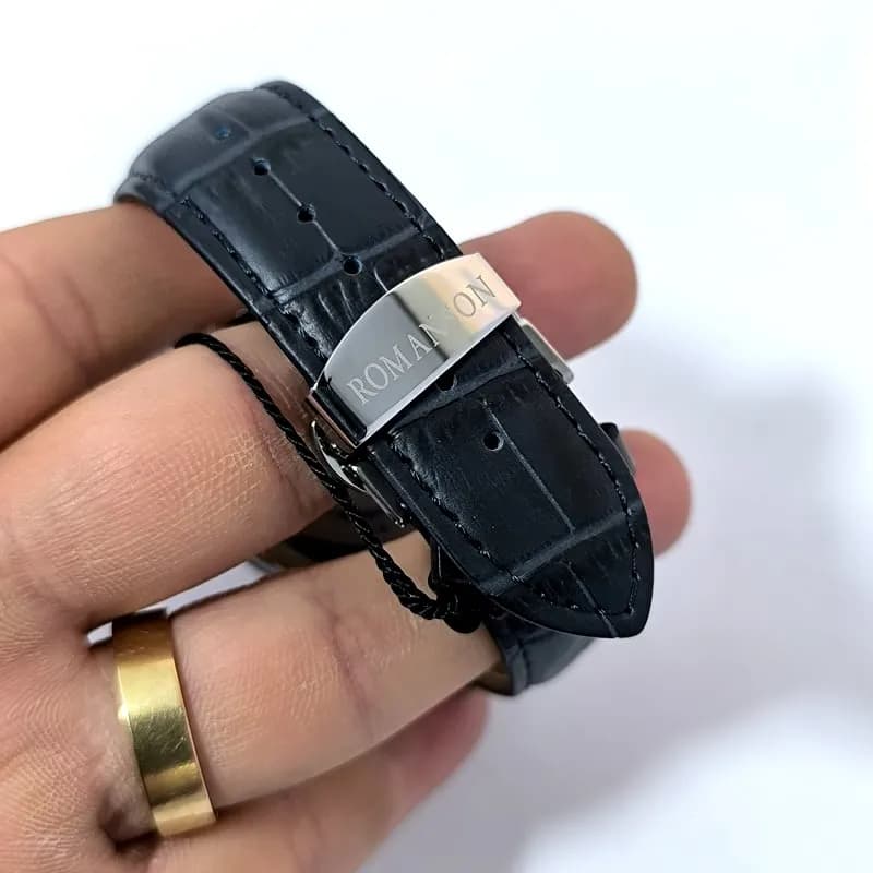 ساعت مردانه رومانسون VIP ژاپن – تاریخ دار – بند چرم – 1474 — تصویر ۵