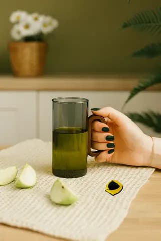 لیوان پیرکس دسته چوبی دودی بلند گرد