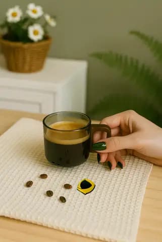 شات قهوه پیرکس دودی دسته چوبی