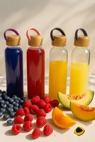 بطری پیرکس درب بامبو با دستگیره سیلیکونی