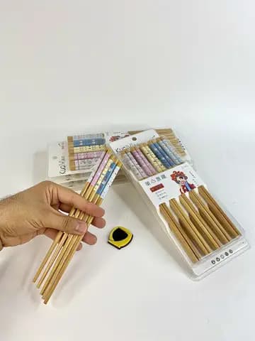 پک چاپستیک بامبو طرح گربه 10 جفت