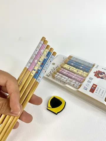 پک چاپستیک بامبو طرح گربه 10 جفت — تصویر ۲