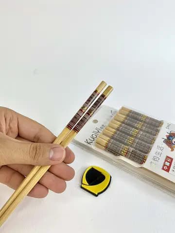 پک چاپستیک بامبو دسته قهوه‌ای 10 جفت — تصویر ۲