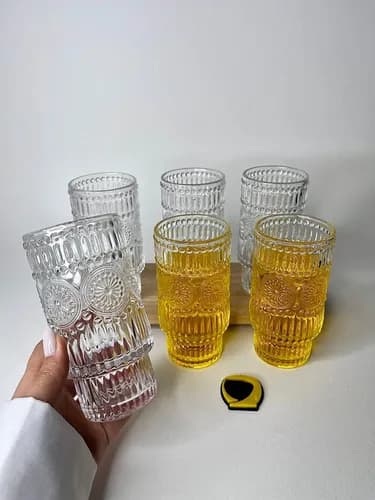 لیوان شیشه‌ای طرح گل