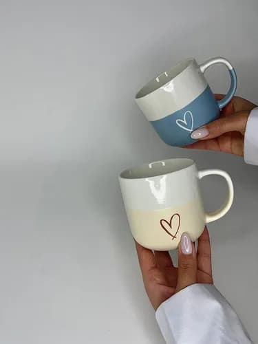 ماگ بلند دورنگ قلبی — تصویر ۷