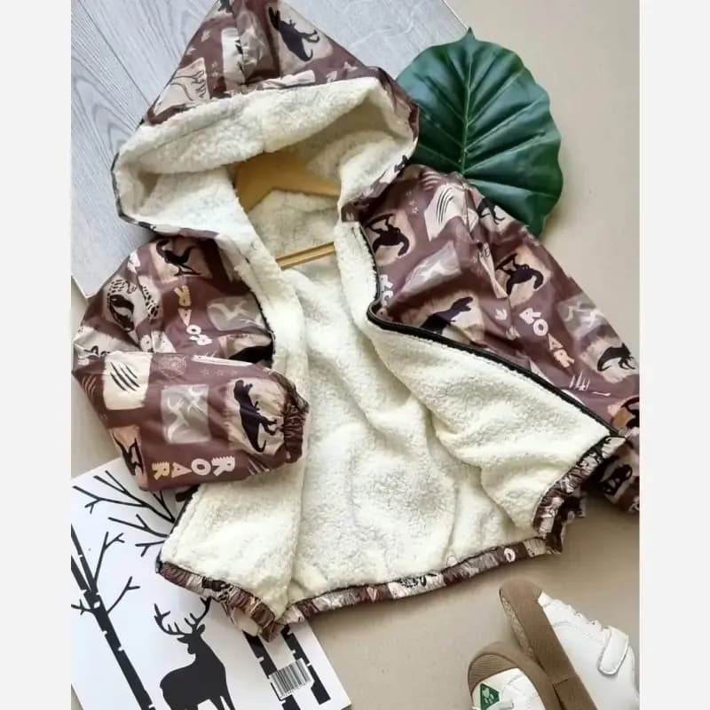 سویشرت بارونی بچهگانه طرح دایناسوری پسرانه آستر گرم و نرم رویه مموری سایز 2 تا 9 سال — تصویر ۵