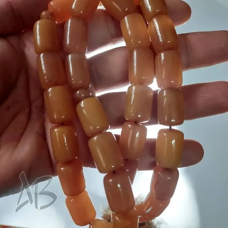 تسبیح سندلوس 33 دانه بودار کد 964 تراش کپسولی قیچی کشیده بسیار زیبا آقابزرگ — تصویر ۵