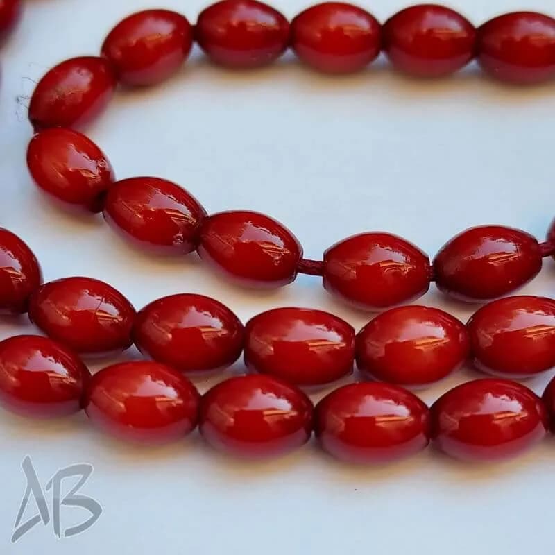 تسبیح سندلوس اصل کد 950 صددانه (101 دانه) تراش گندمی رنگ شده کهرمان آقابزرگ — تصویر ۳