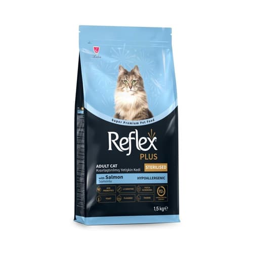غذای خشک گربه بالغ رفلکس پلاس عقیم شده ماهی سالمون Reflex وزن 1.5 کیلوگرم